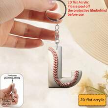 Llavero acrílico con diseño plano 2D de letra de béisbol, llavero y regalo de jugador y fanático de béisbol, colgante de bolso, decoración de llaves, regalo perfecto - Llavero con letras de béisbol - Ver 20