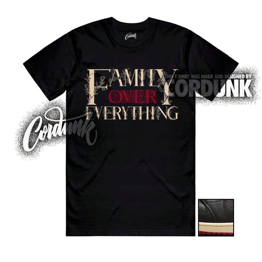 1 Better With Time Black Muslin Match FAM Red Varsity Shirt - Shape - View 1