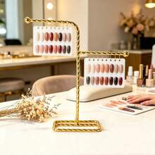 1/50pcs Detachable Crown Shaped Nail Polish Palette & Rotating Display Stand, Transparent Nail Polish Swatches With Metal Divider Rings, Iron Metal Display Rack, Acrylic Nail Practice Tips Color Card Display Board, Suitable For Nail Salons - Multicolor - View 3