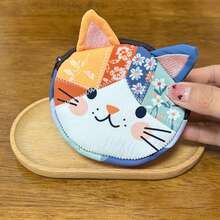 1pc Cat Coin Pouch | Fun Patchwork Design With Soft, Vibrant Colors | Perfect For Storing Coins, Keys, And Small Essentials | Stylish, Practical, - Multicolor - View 6