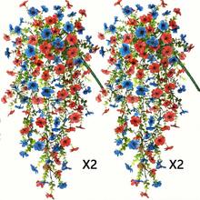 2/4pcs Artificial Silk Morning Glory With Holly Leaves, UV-Resistant, Lifelike Hanging Floral, Suitable For Outdoor Decoration In Spring And Summer, Artificial Hanging Flowers For Wedding, Home, Office, Garden, Birthday, Anniversary, Holiday, Graduation Ceremony (Rose Red) - Multicolor - View 13