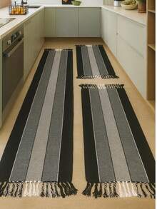 Kitchen Mat Set 3 Pieces: Runner + 2 Mats - Đen và trắng - Xem 1