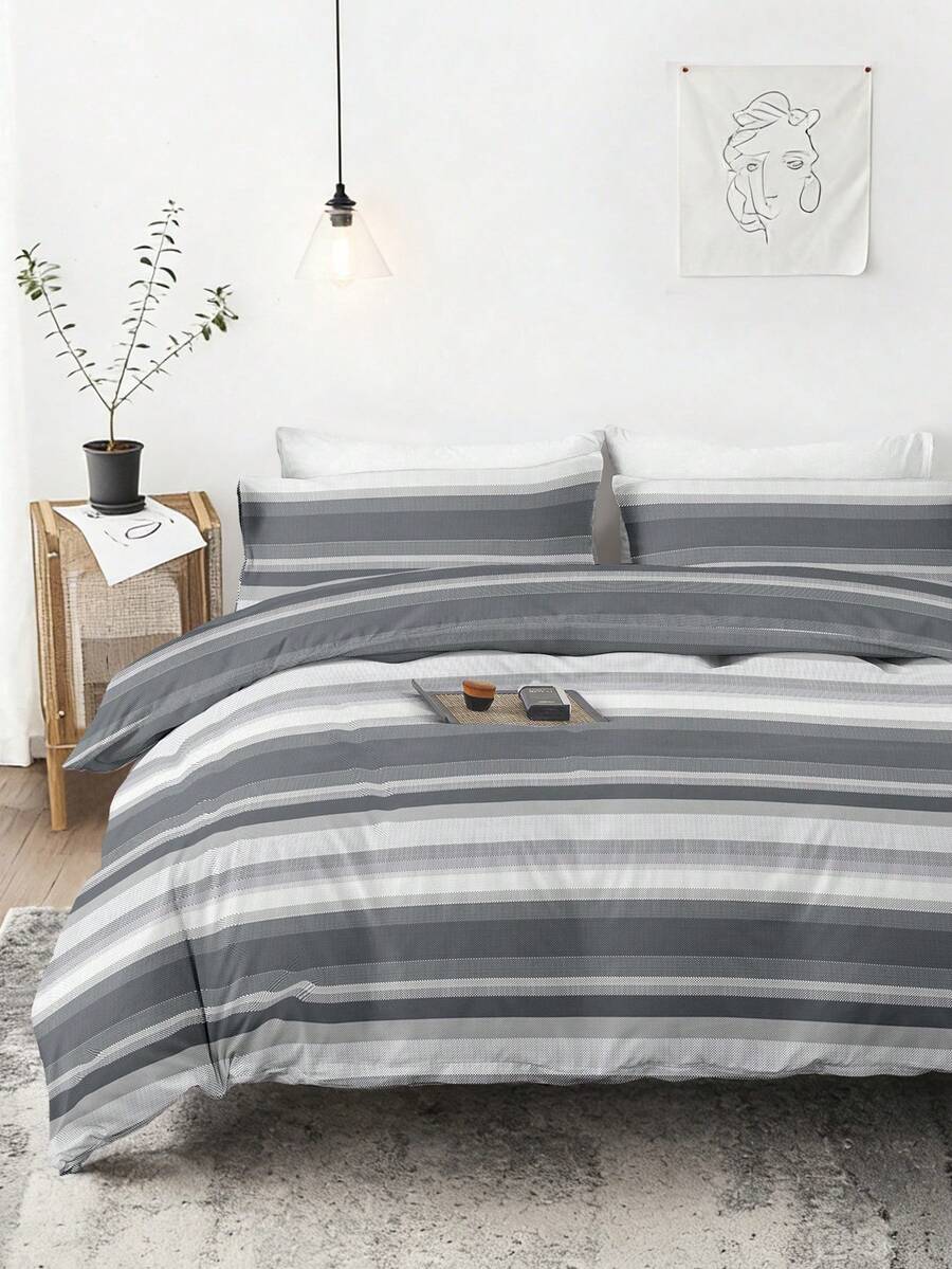 这款三件套线条几何现代印花被套采用超柔软透气的高品质超细纤维面料制成，适合所有季节，可机洗，不易褪色，不起球，防缩水，抗皱，时尚波西米亚风/农舍风/现代简约风卧室装饰，易于保养，适用于特大号/大号/双人床/单人床，是家庭、宿舍、公寓、客房、度假屋、出租房和送礼的理想之选。 - 彩色 - 查看 1