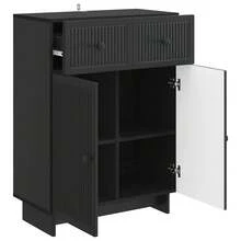 vidaXL Buffet avec tiroir Noir 66 x 34,5 x 90 cm Bois d'ingénierie - Noir - Voir 3