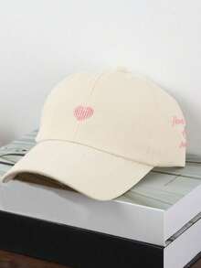 1顶女士爱心刺绣马尾辫开口棒球帽，夏季多功能遮阳帽 - 彩色 - 查看 11