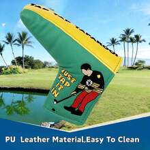 Funda para putter de golf tipo hoja | Forro de terciopelo suave | Patrón de doble cara | Cuero PU anti-arañazos | Ajuste universal para la mayoría de los putters tipo hoja - Negro - Ver 3