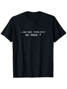 -Shirt mit neutralem Muster Was für eine Neuheit ist diese Hölle? Lässiges-Shirt mit Rundhalsausschnitt und kurzen Ärmeln,% Material, dehnbarer Schnitt, maschinenwaschbar, schwarze Basis mit weißem Design, Größenbereich S-. - Schwarz - Übersicht 7