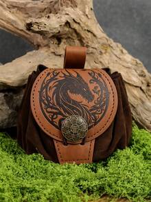 Medieval Renaissance PU Leather Coin Purse Waist Bag, Portable Drawstring Pouch, Suitable As Vintage Belt Bag Accessory For LARP, Renaissance Market, Renaissance Festival, Halloween Costume - A - View 4