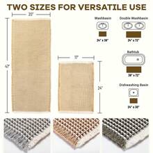 Waffle Bath Mat Set, Non Slip Bathroom Mat Set, Ultra Absorbent Bath Mats For Bathroom Decor, Extra Soft Floor Bathroom Rugs Sets 2 Pieces, Washable Bath Rugs Set (20"*47" And 16"*24") - 卡其色 - 查看 2