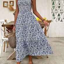 Women's Summer Spaghetti Strap Ditsy Floral Vacation Dress - Burnt Orange - View 7