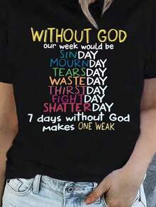Sin Dios Nuestra Semana Sería De 7 Días - Camiseta Gráfica Única Con Diseño Colorido De Los Días De La Semana, Camiseta Llamativa Para Amantes De La Fe Y La Motivación - Perfecta Para Uso Diario, Salidas Casuales Y Ideas De Regalos Inspiradoras - Negro - Ver 1