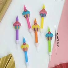 HIBIRTH 6pcs Creative Colorful Pencil Cake Candles, Straight Stick Cake Candles, Happy Birthday Cake Decoration Candles, Party Celebration Wish Baking Plug-In - View 4