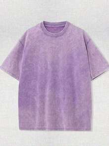 Tops230g Washed, A Beautiful Day Starts From The Morning Sun Printed T-Shirt, High-Quality Wax Printed Cotton Retro Fashion Brand T-Shirt, Beach Essen - 紫色 - 查看 2
