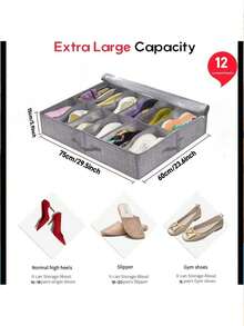 2 Pack Sturdy Under Bed Shoe Storage Organizers, Fit Total 24 Pairs, Large Underbed Closet Shoes Box Container Bag With Clear Cover, Breathable, 29.3x23.6x5.9 Inches(Except For Men's Sports Shoes) - View 2
