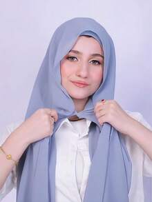 1 buah Hijab Chiffon Instan 3-in-1 dengan Magnet dan Penutup Kepala Terintegrasi/Hijab Instan Serbaguna - Tanpa Peniti, Pas dan Tidak Mudah Lepas, Mudah Dipakai dalam Hitungan Detik. Cocok untuk Dipadukan dengan Abaya Sehari-hari, Aktivitas Luar Ruangan, Sholat dan Ibadah, Liburan, dan Perlengkapan Perjalanan. - Baby Blue - View 5