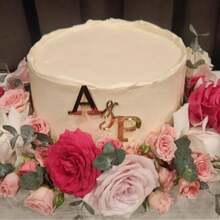 Customized Gold Mirror Acrylic Letter Cake Topper, Personalized Initial Cake Decoration For Wedding, Engagement, Anniversary, Bridal Shower, Birthday Gift, And Baby Shower - F-cake Hat - View 6