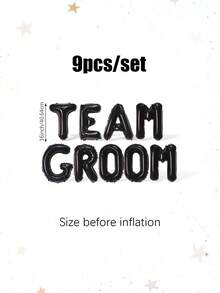 9件套多色伴郎气球套装，包含16英寸金色字母“TEAM GROOM”，适用于单身派对、订婚、婚礼、新郎礼物、婚前派对等场合的新郎装饰。 - 彩色 - 查看 2