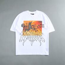 DARCSPORT American-Style  Retro T-Shirt For Couples, Men's Top, Pure Cotton Loose-Fit Round-Neck T-Shirt - White - View 6