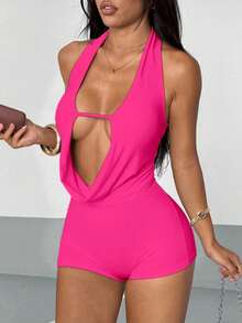 AiTyi Women's Backless Jumpsuit, Suitable For Gym, Outdoor Yoga, Casual & Comfortable, Black Jumpsuit, Y2K Style, Women's Sportswear, Party Jumpsuit, Great For Graduation And Back To School Season, Summer Outfit - Hot Pink - View 6
