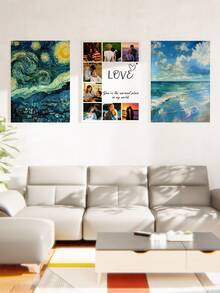 1Pc Custom Canvas Print, Custom Canvas Poster, Personalized Canvas Wall Art, Personalized Wedding Anniversary Canvas, Custom Then & Now Photo Canvas, Couple Memory Wall Art, Love Story Photo Canvas, Custom Name & Date Canvas, Wall Hanging, Tabletop Decor, Desk Decoration, Bedroom & Living Room Wall Art, Wedding Gift - Style-4 - View 3