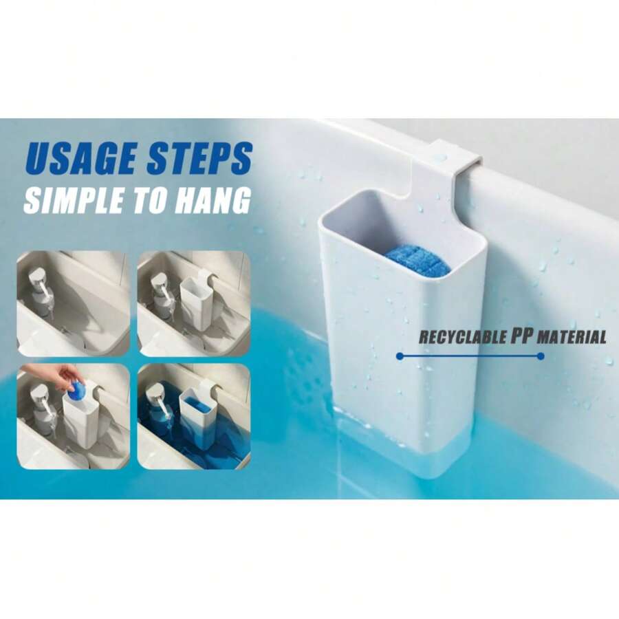 Soporte para pastillas de limpieza del tanque del inodoro, caja amortiguadora para pastillas de limpiador de inodoro, soporte colgante que evita que los residuos disueltos contaminen el tanque de agua, cesta para pastillas - Blanco - Ver 1