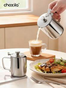 choxila 1 buah Teko Pembuih Susu Stainless Steel dengan Tutup dan Corong, Teko Kopi Multifungsi untuk Penggunaan di Rumah - Teko kopi baja tahan karat - View 5