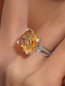 1pc Luxurious Cubic Zirconia Ring, Suitable For Women, Ideal For Weddings, Engagements, Anniversary Parties, Valentine's Day Gifts - 1# - View 2