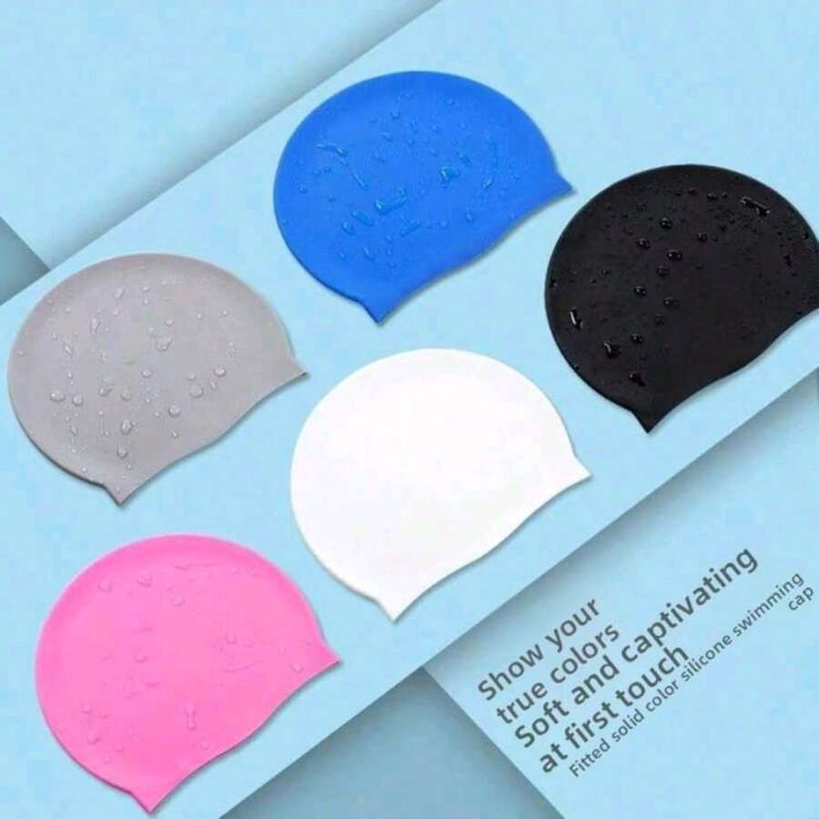 1pc Universal Children's Swimming Cap, Silicone Swim Cap, Comfortable Fit For Boys And Girls, Suitable For Short And Long Hair - Multicolor - View 1