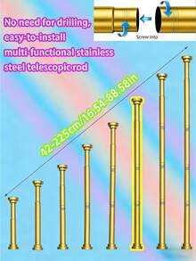 Thanh căng bằng thép không gỉ có thể kéo dài - Không cần khoan, chiều dài điều chỉnh được, dùng cho rèm cửa, tủ quần áo, rèm tắm, giá phơi đồ - Có các màu bạc, đen, trắng, xám với đế nhựa. - trắng - Xem 28