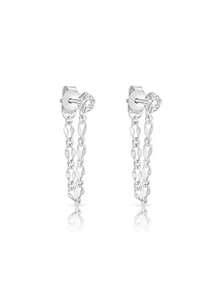 925纯银极简锆石流苏耳钉，优雅女士珠宝耳环 - Zircon Tassel Earrings - 查看 4