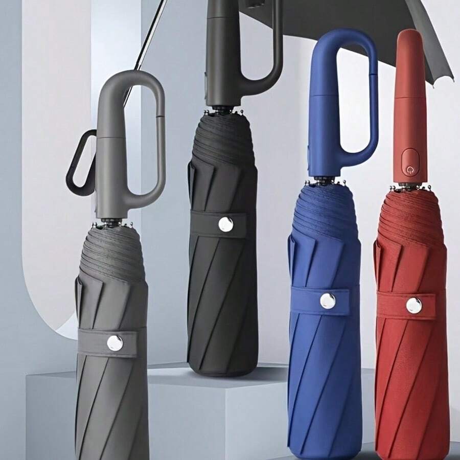 Travel Highway Essential High-Quality New Automatic Folding Umbrella, Rotating Ring Buckle Practical Design, 10-Rib Iron Reinforced Frame, Rubber Handle Comfortable Non-Slip, One-Handed Operation Worry-Free, Minimalist Portable Travel, Perfect Holiday Gift For Friends - New Model - View 1