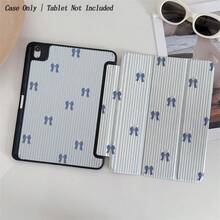 1pc Blue Stripe Bow Print Tablet Case Compatible With Ipad 11/A16/10th/Air4/5/6/Pro 12.9/2024/2025/2020/2021/2022/2023/10.2/10.9/Mini7, Case For Galaxy Tab A8/A9 Plus/S6 Lite/S7/S9FE PLUS/S10 Plus,Case For Xiaomi 5/5pro/6/6pro/7/7pro/6s Pro,Compatible With Huawei Matepad - Multicolor - View 2