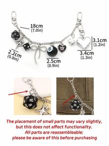1 chiếc dây xích quần/túi có thể tháo rời kiểu Y2K, móc khóa, phụ kiện quần áo, dây xích eo hình nơ, xúc xắc, trái tim có thể điều chỉnh, quà tặng sinh nhật, quà lưu niệm du lịch, kỳ nghỉ. - Nhiều màu - Xem 11