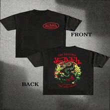 US Made Graphic-Shirt Cotton Tees Size PlusBlack 1pcs Women's Double Side Print Von Ditch Dragon Floral Design Red And Green Print Fabric Soft & Skin-Friendly Unisex Style Gifts For Spring Festival, Valentine's Day, St. Patrick's Day & World Cup-Van Dutch Dragon Print Women T Shirt Classic Americana Style Graphic ,Y2K,Oversized Shirt Men,Summer TopsPersonalized Unique T-Shirt, Lightweight Comfortable Washable Machine Washable Graphic Tee, Birthday Anniversary Valentine's Mother's Father's Day Christmas Thanksgiving Halloween New Year Wedding Gift For Him Her Family Boyfriend Girlfriend Father Mother Daughter Son Grandfather Grandmother Friend Classmate - 黑色 - 查看 7