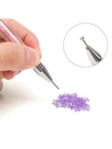 Caneta de Pontilhado de Unhas 2 em 1, Aplicador e Removedor de Strass, Lápis de Cera, Brocas de Broca de Unha com Flor de Cristal, Adequado para Pintura DIY, Bordado, Arte de Unhas - Multicolorido - Visão 5