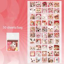 50 Sheets/Bag Mini Sticker Book, Snore Log Series, Cute Animal Theme Note Sticker Book, Writable Base Sticker, Scrapbook Supplies And Notebook Accessories, For Decorating Cards, Photo Frames, Computers, Phone Cases, Water Cups, Junk Magazines, Pencil Cases, Suitcases, Desktop Decorative Stickers, Back-To-School Season Stickers, School Supplies Scrapbooking - Sticker Book - View 15