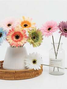 1/3 Flores artificiales: Diente de león, Crisantemo, Girasol. Ramo de seda artificial. Ramo de novia para boda. Decoración central para mesa. Sala de estar, oficina, baño, cocina de granja. Decoración de escritorio. Regalo del Día de San Valentín irlandés. Regalo de cumpleaños. Regalo de graduación. Decoración de otoño. Otoño. - Rosa Pálido - Ver 4