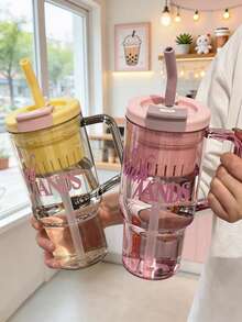 1pc Large Capacity Portable Fresh Summer Water Cup With Tea Strainer Back To School - Multicolor - View 2