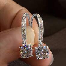 Unique Four-Prong Women's Earrings With Synthetic  Inlay, Women's Jewelry Accessory, Suitable For Daily Wear And Party Gifts - Bạc - Xem 8