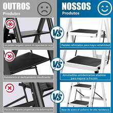 Escalera Plegable de 3/4/5 Peldaños,Antideslizante,Ligera y Portátil, Multifuncional para Hogar,Cocina,Armario y Exterior (Color Aleatorio) - Color Aleatorio - Ver 2