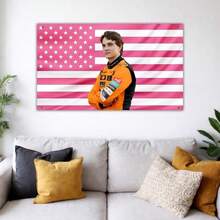 2D Flat - 2D Flat - Single Piece 2D Flat, Oscar Piastri Pink US Flag – Racing Wall Banner, Driver Fan Room Decoration, Sports Bedroom Wall Art - 1PC - Xem 3