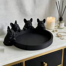 1-Piece Set - 4 French Bulldog Decorative Trays - Black Jewelry Trays, Gothic Minimalist Home Decor For Dressing Tables And Desks, French-Themed Cat Paw Organizer, Perfect Gift For Dog Lovers On Mother's Day And Christmas, Valentine's Day Gift - Black - View 2