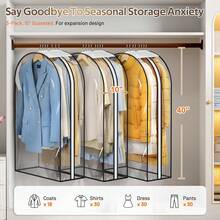10" Gusseted All Clear Garment Bags For Hanging Clothes 3 Packs 40" Suit Bags For Closet Storage Hanging Clothes Storage Suit Cover For Shirts, Coats, Dresses - 查看 7