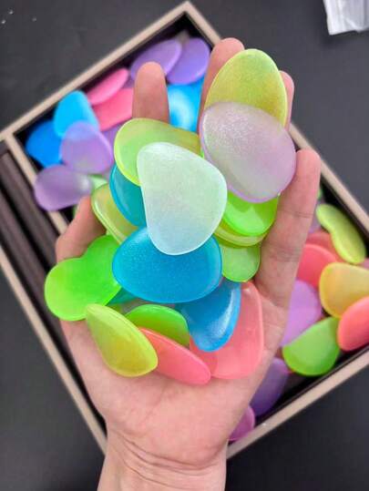 53pcs Large Glow-In-The-Dark Colorful Stones, Suitable For Garden, Pathway, Yard, Outdoor Decor, Landscape, Christmas Party DIY, Aquarium, Fish Tank, Indoor & Outdoor Use