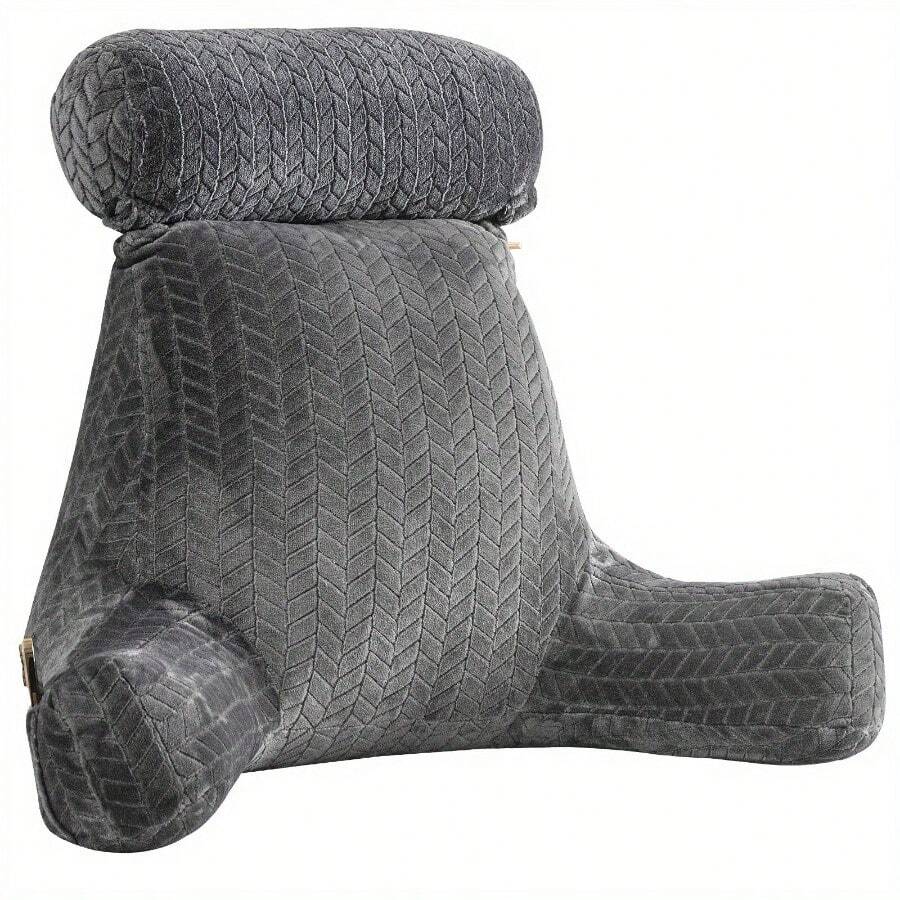 Pillow For Reading, Featuring A Large And Removable Neck Roll, Ideal For Supporting Your Back While Enjoying Books, Gaming, Or Watching TV - Grey - View 1
