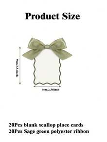 12/24/40pcs Blank Wedding Invitation Cards 9*6cm, Each Card Decorated With A Sage Green Bow, Suitable For Various Weddings, Bridal Shower, Engagement Party, Pre-Wedding Gathering, Etc. - Card - View 11