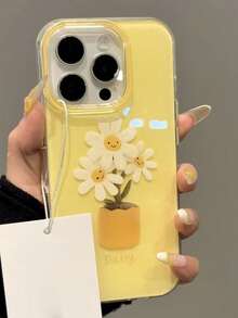 1 pieza Funda protectora brillante con girasol de primavera, cobertura completa anti-caída para iPhone11/12/13/14/15/16/17/PROMAX - Amarillo - Ver 4