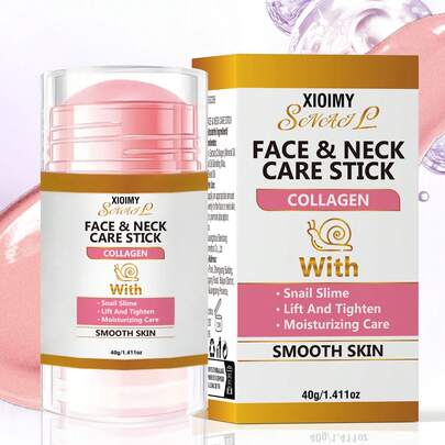 Xioimy 1.411 oz Barra de cuidado del cuello y el rostro con caracol y colágeno, levanta el cuello, reafirma y hidrata la piel del cuello y el rostro, adiós al cuello seco, apagado y flácido, cuidado del cuello y el rostro