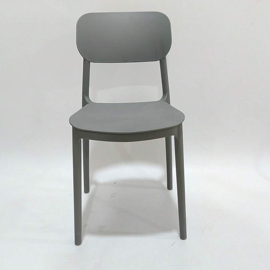 18-Inch Plastic Chair With Backrest, Stackable Dining Chair, Portable Office Chair, Guest Chairs For Indoor Kitchen, Meeting Room, Dining Room (Gray) IMYD - Grey - View 1
