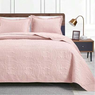 3-Piece Quilt Bedspread Sets, Ultra Soft Microfiber Quilts For  Coverlet Lightweight Reversible Bedspread, Modern Style Coin Pattern Coverlet For All Season Use, Soft Lightweight Coverlet Bedding Set,1 Bedspread & 2 Pillowcases Bedding Set Quilted Room Décor